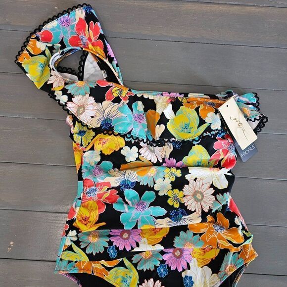 Profile by Gottex Women's Rising Sun One Shoulder One-Piece Swimsuit Size 14 - Picture 7 of 10